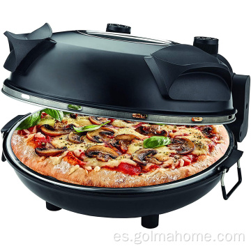 Máquina de pizza de 220 V uso doméstico eléctrico 12 pulgadas sartén de pizza Temporizador mecánico Control Horno de pizza Máquina de sartén redonda